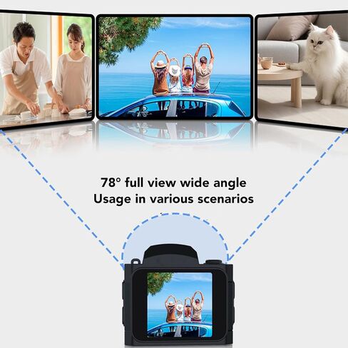 ASIXXSIX Mini Keychain Camera ، 64MP 4K ULTRA HD CAMERATION CHEAAIN ، 78 ° HADE LENS 19 تأثيرات مرشح 1.54 بوصة عالي الدقة عرض بطارية طويلة الوزن الخفيف الوزن الدقيق (أسود) in Kuwait