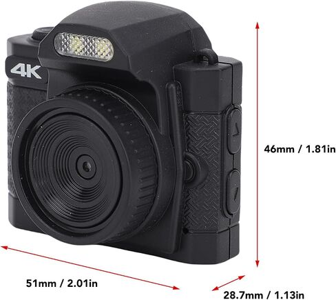 ASIXXSIX Mini Keychain Camera ، 64MP 4K ULTRA HD CAMERATION CHEAAIN ، 78 ° HADE LENS 19 تأثيرات مرشح 1.54 بوصة عالي الدقة عرض بطارية طويلة الوزن الخفيف الوزن الدقيق (أسود) in Kuwait