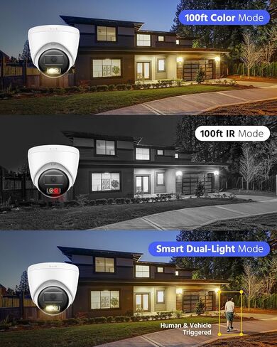Annke 4K Ultra HD Poe Security Camera System ، Surpport في اتجاهين ، الكشف عن الإنسان والمركبات ، الرؤية الليلية المزدوجة الذكية ، إنذار فلاش وصوت ، عدسة 4 مم ، مقاوم للماء IP67 ، بناء في بطاقة SD 512GB SD in Kuwait