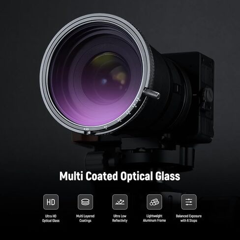 Neewer 58mm Colors True Colors متغير ND و CPL مع مضرب ، ND3-64 (1.5-6 توقف) ، 2 في 1 الكثافة المحايدة محدودة ومرشح CPL ، إطار الزجاج البصري/الألومنيوم متعدد المغلفة متعدد المغلفة in Kuwait