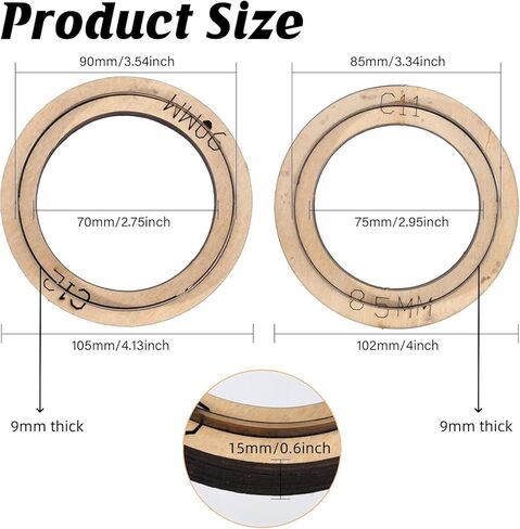 GLOBLELAND 3 PCS Leather Cutting Die Set Wood Dies for Leather Cutter Circle Cutting Wooden Base Dies for for Leather Crafts Punching Die Set for Handmade DIY 29.5mm，59mm，89mm in Kuwait