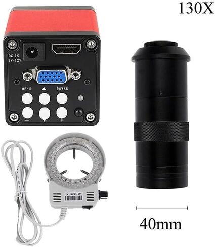Kit Microscope Accessories Kit 13MP مجهر أحادي الكاميرا الرقمية 130X 180X عدسة قابلة للتعديل 56 شرائح مجهر مصباح LED (اللون: مجموعة عدسة 180X) in Saudi Arabia