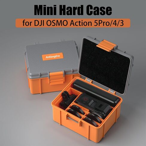 Action 5 Pro Pro Hard Shell Storage Box لـ DJI Osmo Action 5 Pro/4/3 مربع تخزين وقائي مقاوم للماء مع حشو رغوة و 3 فتحات microSD لـ DJI Action 5 Pro Case Osmo 4 Accessories 4. in Saudi Arabia