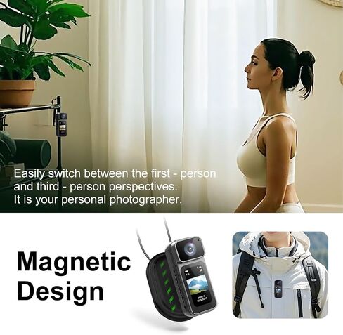 Body Worn Camera 2.7K HD, with Magnetic Lanyard, 170° Lens 100Min Recording, Wearable for Daily Use (Black) in Saudi Arabia