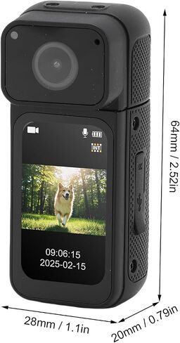 Body Worn Camera 2.7K HD, with Magnetic Lanyard, 170° Lens 100Min Recording, Wearable for Daily Use (Black) in Saudi Arabia