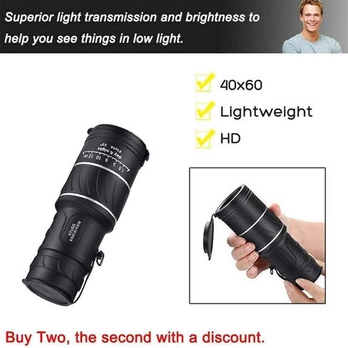 Monocular Telescope Ultra High Power 40X60 Portable HD Night Vision Waterproof Telescope for Hiking Clear in Saudi Arabia