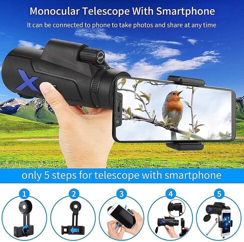 أحدث 12x50 تلسكوب أحادي HD Zoom Monocular أحادي مع حامل الهواتف الذكية و Tripod BAK4 PRISM لمشاهدة الطيور المشي لمسافات طويلة. in Saudi Arabia