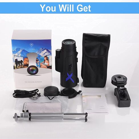 أحدث 12x50 تلسكوب أحادي HD Zoom Monocular أحادي مع حامل الهواتف الذكية و Tripod BAK4 PRISM لمشاهدة الطيور المشي لمسافات طويلة. in Saudi Arabia