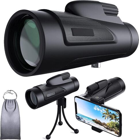 12X50 Monocular Telescope High Power Waterproof Monocular Telescope with Smartphone Adapter Tripod Holder BAK4 Prism Monocular for Adults Kids Bird Watching Hiking Camping in Saudi Arabia