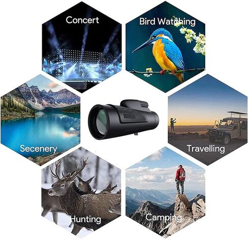 12X50 Monocular Telescope High Power Waterproof Monocular Telescope with Smartphone Adapter Tripod Holder BAK4 Prism Monocular for Adults Kids Bird Watching Hiking Camping in Saudi Arabia