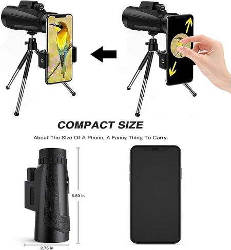 Telescope 12x50 عالي الطاقة أحاديات متوسطة الحجم مع حامل الجيب ومقاوم للماء ترايبود للهاتف الذكي Clear Bak4 لمشاهدة الطيور لمباراة التلسكوب أحادي اللون in Saudi Arabia