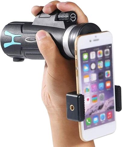 Telescope 12x50 Monocular HD High Power Monocular Compact with Night Vision BAK4 Prism Lens Monocular with Smartphone Adapter and Tripod for Adults Kids Bird Watching for Indoor/Outdoor in Saudi Arabia