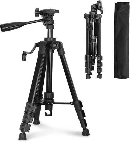 JEPPO 46.85" Lightweight Adjustable Aluminum Tripod for Laser Level, with Bubble Level, 1/4"-20 Thread Interface, 3-Way Swivel Pan Head in Saudi Arabia