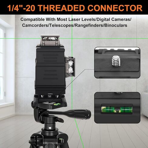 JEPPO 46.85" Lightweight Adjustable Aluminum Tripod for Laser Level, with Bubble Level, 1/4"-20 Thread Interface, 3-Way Swivel Pan Head in Saudi Arabia