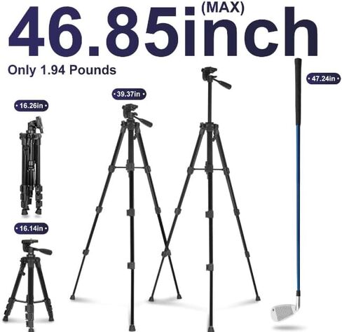 JEPPO 46.85" Lightweight Adjustable Aluminum Tripod for Laser Level, with Bubble Level, 1/4"-20 Thread Interface, 3-Way Swivel Pan Head in Saudi Arabia