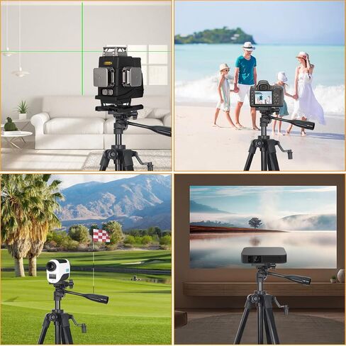 JEPPO 46.85" Lightweight Adjustable Aluminum Tripod for Laser Level, with Bubble Level, 1/4"-20 Thread Interface, 3-Way Swivel Pan Head in Saudi Arabia