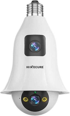 4MP (2MP+2MP) Dual Lens Bulb WiFi Camera-اكتشاف النقل ، الرؤية الليلية ، الصوت ثنائي الاتجاه ، التثبيت السهل | دعم التخزين السحابي | عموم وميل | صوتي ثنائية | 10x التصغير الرقمي in Kuwait