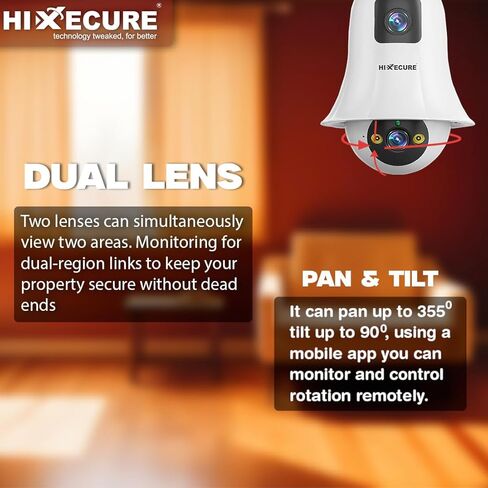 4MP (2MP+2MP) Dual Lens Bulb WiFi Camera-اكتشاف النقل ، الرؤية الليلية ، الصوت ثنائي الاتجاه ، التثبيت السهل | دعم التخزين السحابي | عموم وميل | صوتي ثنائية | 10x التصغير الرقمي in Kuwait