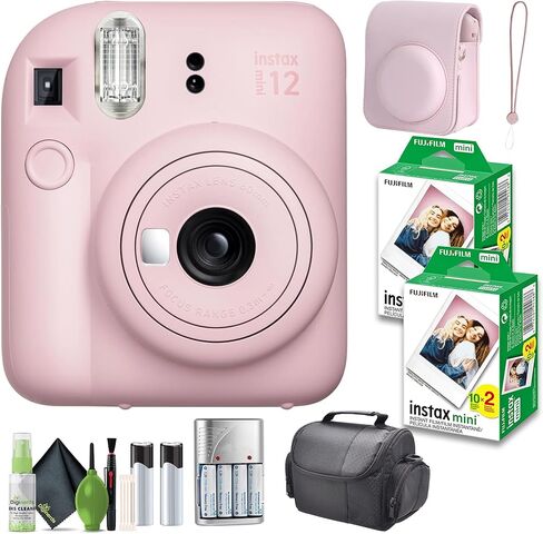 Fujifilm Instax Mini 12 Camera Camera Backle Blossom Pink with Form Film 40 ورقة صور مع علبة الكاميرا وملحقات هدية مثالية للأطفال ، فتاة في سن المراهقة والكبار in Kuwait