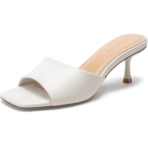 Womens Hitten Heel Sandals Square Open Toe Buges 2.3 Inch Stiletto Cheeled Slip Slip on Sandals for Party Casual in Kuwait