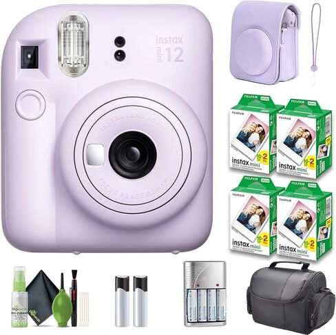 Fujifilm Instax Mini 12 Camera Camera Lilac Purple Bundle مع فيلم فوري 80 ورقة صور مع علبة الكاميرا والملحقات هدية مثالية للأطفال ، فتاة في سن المراهقة والكبار in Saudi Arabia