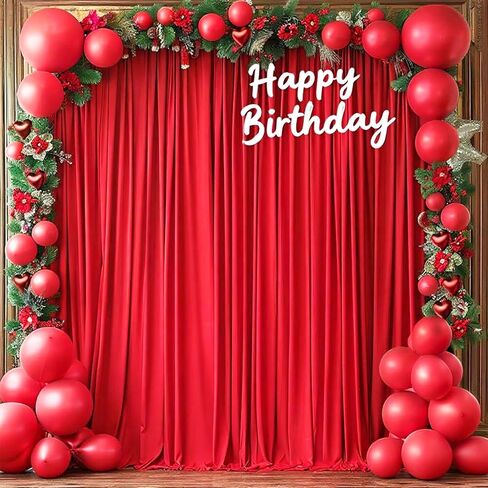 2 Panels 5ft X 10ft Red Backdrop Curtains for Party - WENSINL Polyester Wrinkle Free Backdrop Drapes for Wedding Engagement Birthday Stage Photobooth Backdrop Curtain Wall Decorations in Kuwait