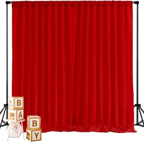 2 Panels 5ft X 10ft Red Backdrop Curtains for Party - WENSINL Polyester Wrinkle Free Backdrop Drapes for Wedding Engagement Birthday Stage Photobooth Backdrop Curtain Wall Decorations in Kuwait