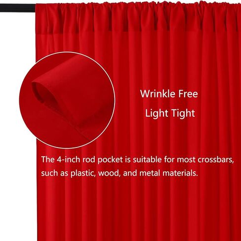 2 Panels 5ft X 10ft Red Backdrop Curtains for Party - WENSINL Polyester Wrinkle Free Backdrop Drapes for Wedding Engagement Birthday Stage Photobooth Backdrop Curtain Wall Decorations in Kuwait