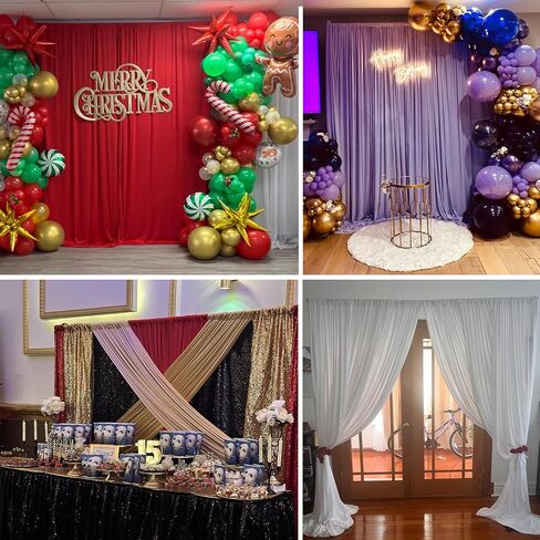 2 Panels 5ft X 10ft Red Backdrop Curtains for Party - WENSINL Polyester Wrinkle Free Backdrop Drapes for Wedding Engagement Birthday Stage Photobooth Backdrop Curtain Wall Decorations in Kuwait