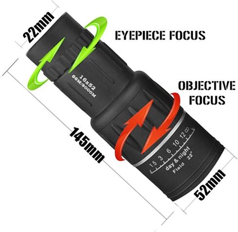 16 X 52 High Over Telescope Monocular Binoculars - Black Outdoor Sports for Bird Watching, Adult Bird Watching Outdoor Travel in Saudi Arabia