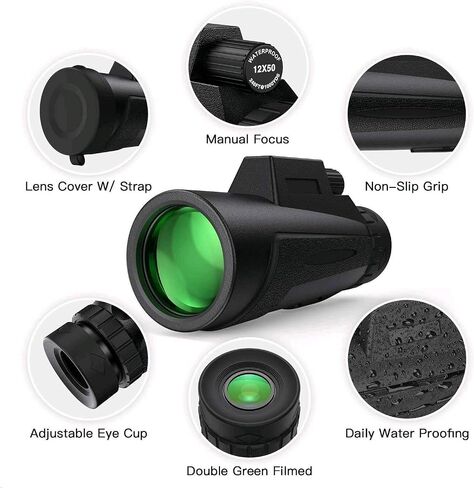 12X50 Waterproof Binoculars for Adults with Tripod Holder - High Definition Monocular Telescope for Bird Watching, Camping, and Outdoor Activities in Saudi Arabia