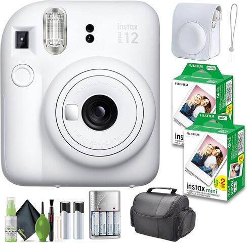 FUJIFILM INSTAX MINI 12 Instant Camera Clay White Bundle with Instant Film 40 Photo Sheets with Camera Case and Accessories Ideal Gift for Kids, Teenage Girl & Adults in Saudi Arabia