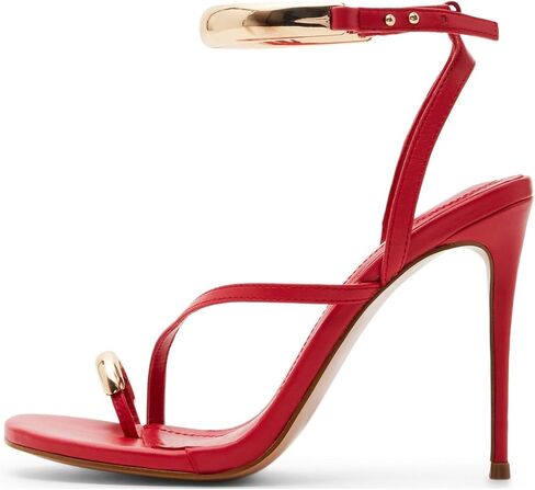 Yishaweiqi المعدنية الكاحل حزام الكعب الكعب للنساء أخمص القدمين خاتم Strappy Strappy High Heels Square Toe Toe Sandals in Kuwait
