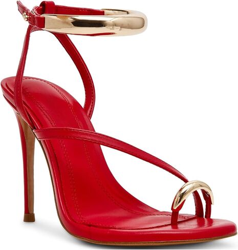 Yishaweiqi المعدنية الكاحل حزام الكعب الكعب للنساء أخمص القدمين خاتم Strappy Strappy High Heels Square Toe Toe Sandals in Kuwait