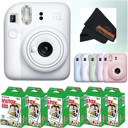 Fujifilm Instax Mini 12 Camera (Camera + 6 × Twin Packs ، Clay White) in Kuwait