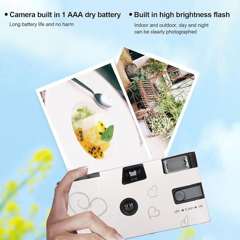 Yoidesu 35mm Disposable Film Camera, Color Film Single Use Camera with Built in Battery, Flash, Advance Wheel, Shutter, for Gathering Wedding Travel Anniversary Honeymoon in Kuwait
