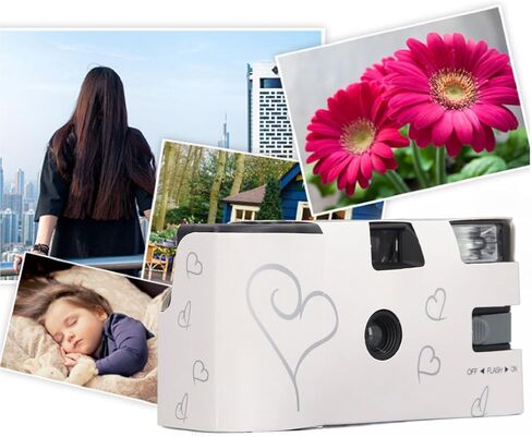Yoidesu 35mm Disposable Film Camera, Color Film Single Use Camera with Built in Battery, Flash, Advance Wheel, Shutter, for Gathering Wedding Travel Anniversary Honeymoon in Kuwait