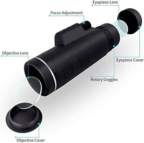 التلسكوبات أحادية العين 4K 10-300X40MM Teamepleto Zoom Telescope Monocular Telescope لمشاهدة الطيور // التخييم/المشي لمسافات طويلة/السفر/الحية الحية in Saudi Arabia
