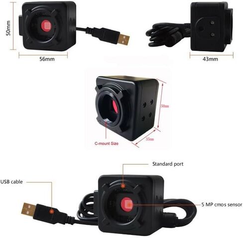 مجموعة ملحقات المجهر 5MP USB أحادي العين مجهر الكاميرا العدسة الرقمية لشرائح المجهر المجهر in Saudi Arabia