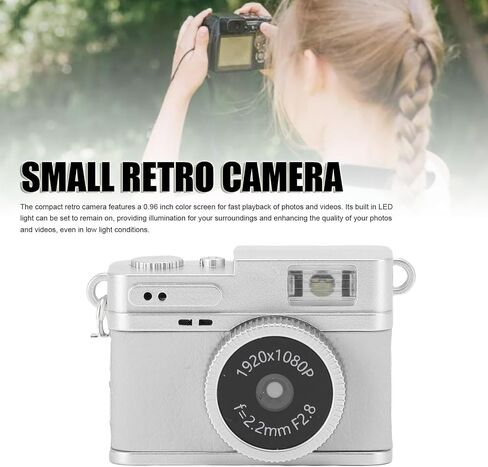 Mini Vintage Digital Camera مع أربعة مرشحات ، FHD 1080p Kids Digital Point and Shoot Camera ، هدايا مثالية للأطفال المراهقين المراهقين (White 7330G3351) in Kuwait
