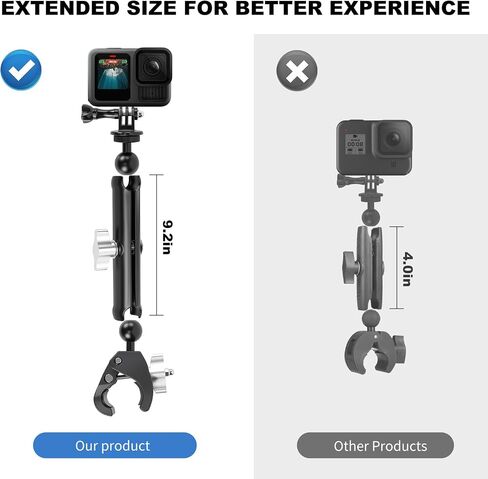 Double Super Clamp Camera/Umbrella Mount,360° Magic Long Arm Pole Clamp,Double Ball Head Adapter for Photo Studio Light Stand,Gopro,Golf Carts,Motorcycle,Cross Bars,Strollers (Black) in Saudi Arabia