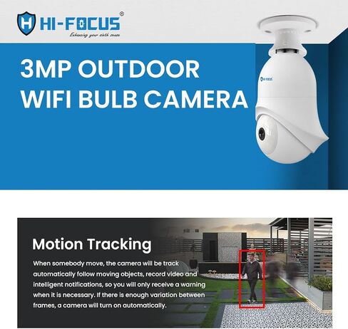 3MP Outdoor Pt WiFi Bulb Camera | Easy Instalaltion في حامل | Smart Dual Light | Audio Audio | اتصال لاسلكي | كاميرا أمان Pan & Tilt | IP65 in Saudi Arabia