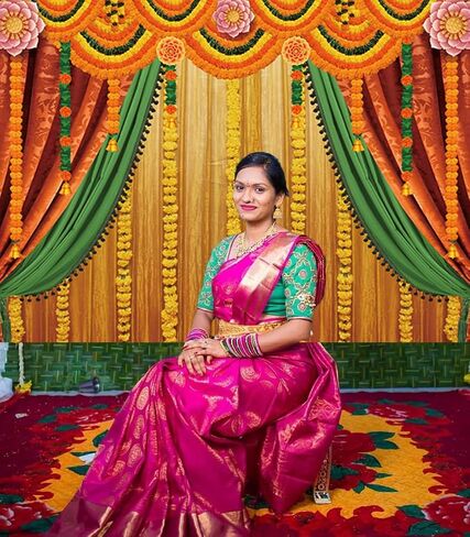 Indian Pooja Photography Backdrop Indian Religious Traditional Festival Marigold Yellow Curtain Background for Diwali Puja Ganpati Pooja Mehndi Wedding Party Decoration 7X5FT in Saudi Arabia