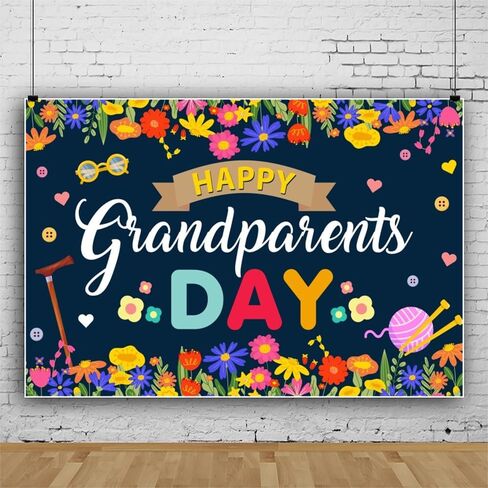 Happy Grandparents Day Photography Backdrop School Event Retirement Love Grandma Grandpa Party Decorations Background Family Gatherings Cake Table Banner Photo Booth Studio Props 10x8ft in Kuwait