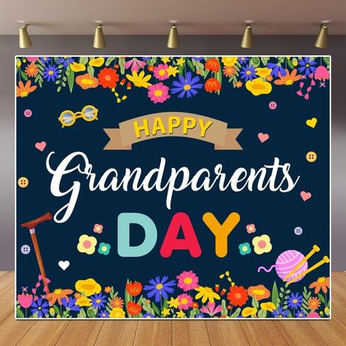 Happy Grandparents Day Photography Backdrop School Event Retirement Love Grandma Grandpa Party Decorations Background Family Gatherings Cake Table Banner Photo Booth Studio Props 10x8ft in Kuwait