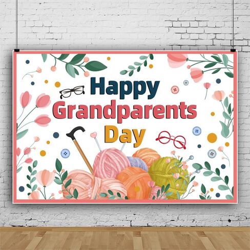 Happy Grandparents Day Photography Backdrop School Event Retirement Love Grandma Grandpa Party Decorations Background Family Gatherings Cake Table Banner Photo Booth Studio Props 10x8ft in Kuwait