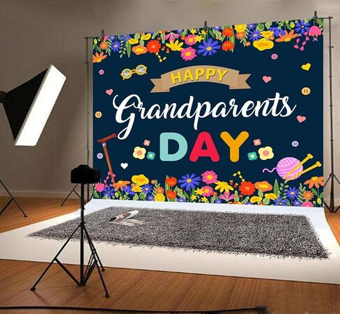 Happy Grandparents Day Photography Backdrop School Event Retirement Love Grandma Grandpa Party Decorations Background Family Gatherings Cake Table Banner Photo Booth Studio Props 10x8ft in Kuwait