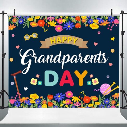 Happy Grandparents Day Photography Backdrop School Event Retirement Love Grandma Grandpa Party Decorations Background Family Gatherings Cake Table Banner Photo Booth Studio Props 10x8ft in Kuwait