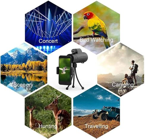 تلسكوب عالية الطاقة HD Telescope أحادي العين 10x42 مناظير مقاومة للماء مع محول الهواتف الذكية وترايبود مناسب للتخييم في الهواء الطلق in Kuwait