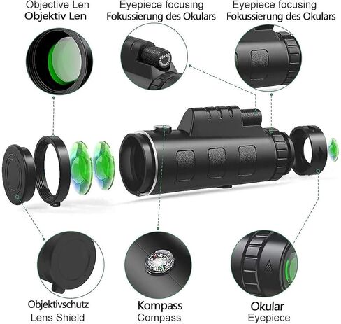 تلسكوب أحادي 40 × 60 HD HD Monocular مع رؤية ليلية للهواتف الذكية ترايبود واضحة للمنشورات المزدوجة للحياة البرية هدايا مشاهدة الطيور in Kuwait